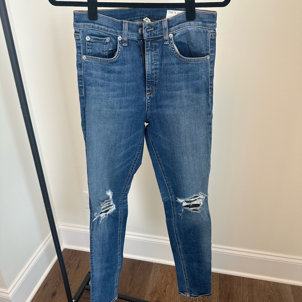 Rag & Bone Blue Distressed Skinny Jeans